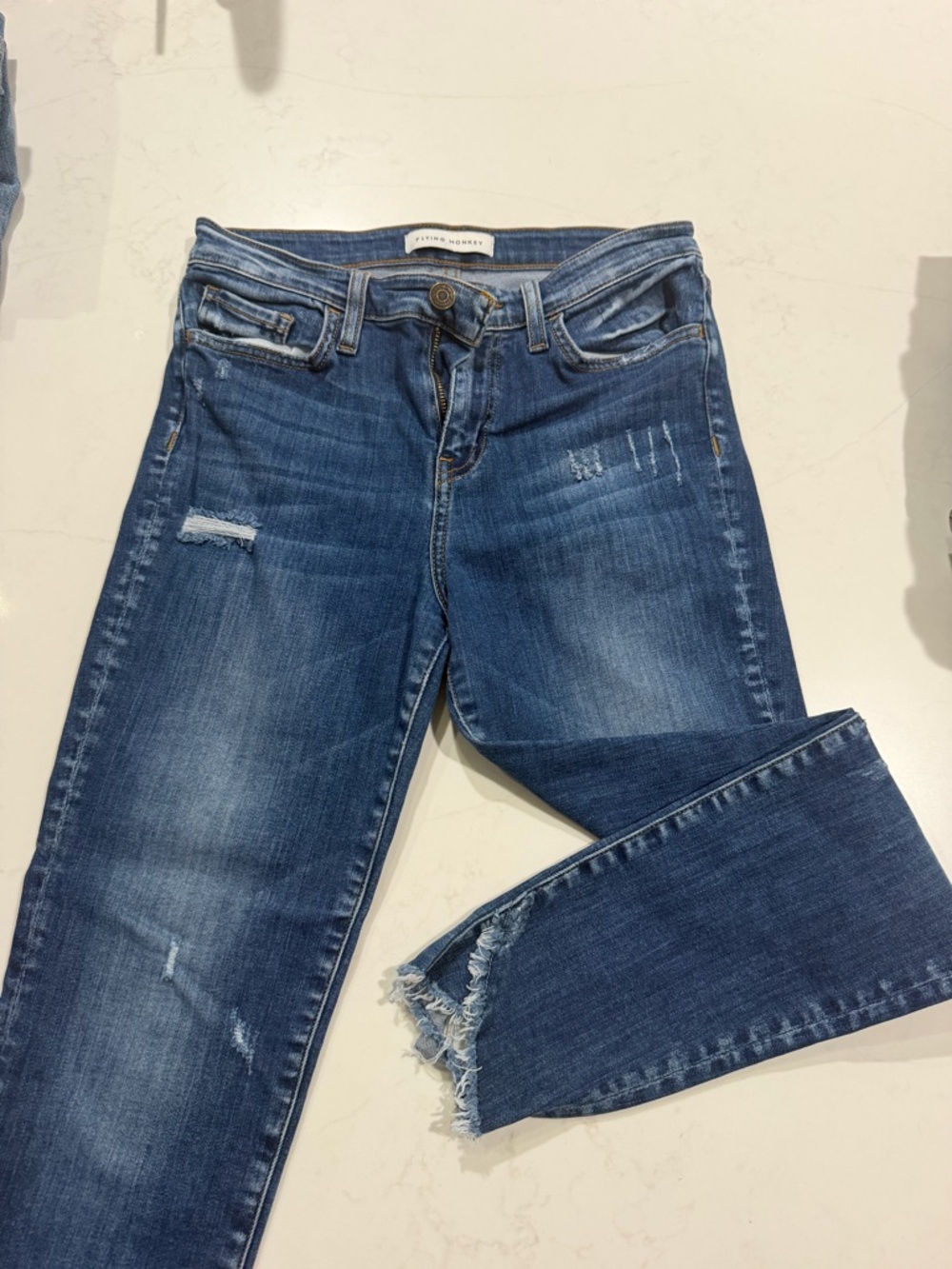 Flying Monkey Distressed Dark Blue Skinny Jeans